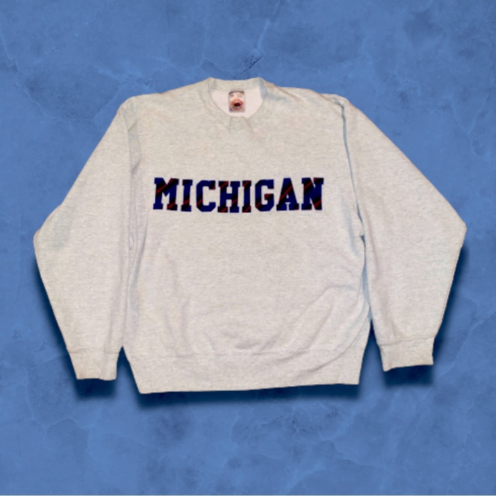 Vintage Fruit of The Loom Michigan College Crewneck Sweatshirt